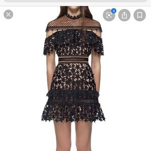 self-portrait Black Lace Mini Cocktail Dress